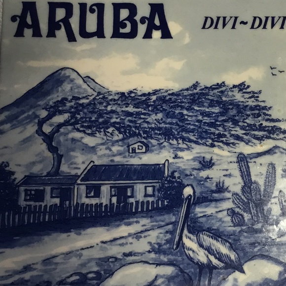 Vintage Royal Mosa Holland 071161 Ceramic Art Tile Aruba Divi~Divi 6" x 6" - Picture 2 of 5